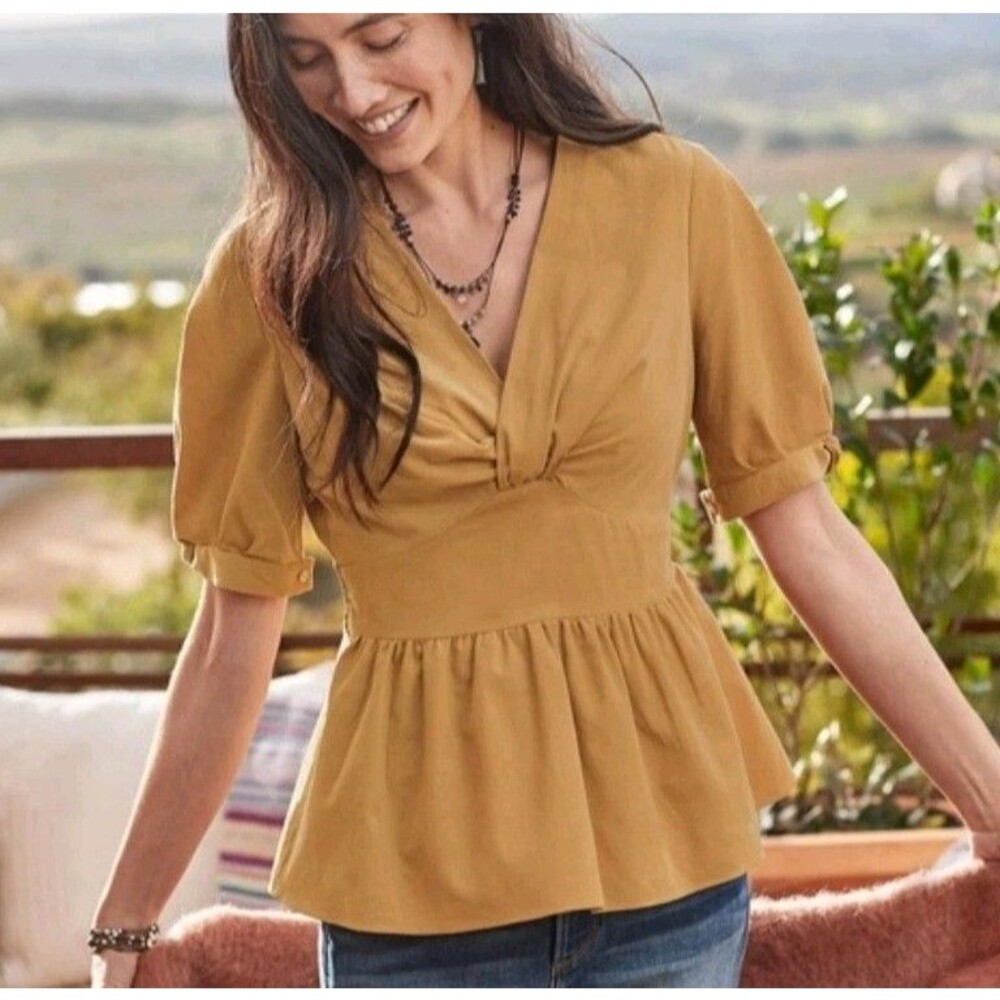 Sundance Anna Peplum Twist Corduroy Top